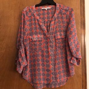 Roll tab sleeve button down blouse